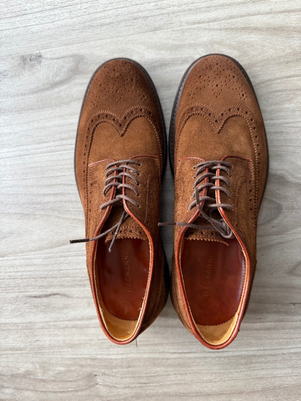 Magnanni Brown Suede Wingtip Shoes
